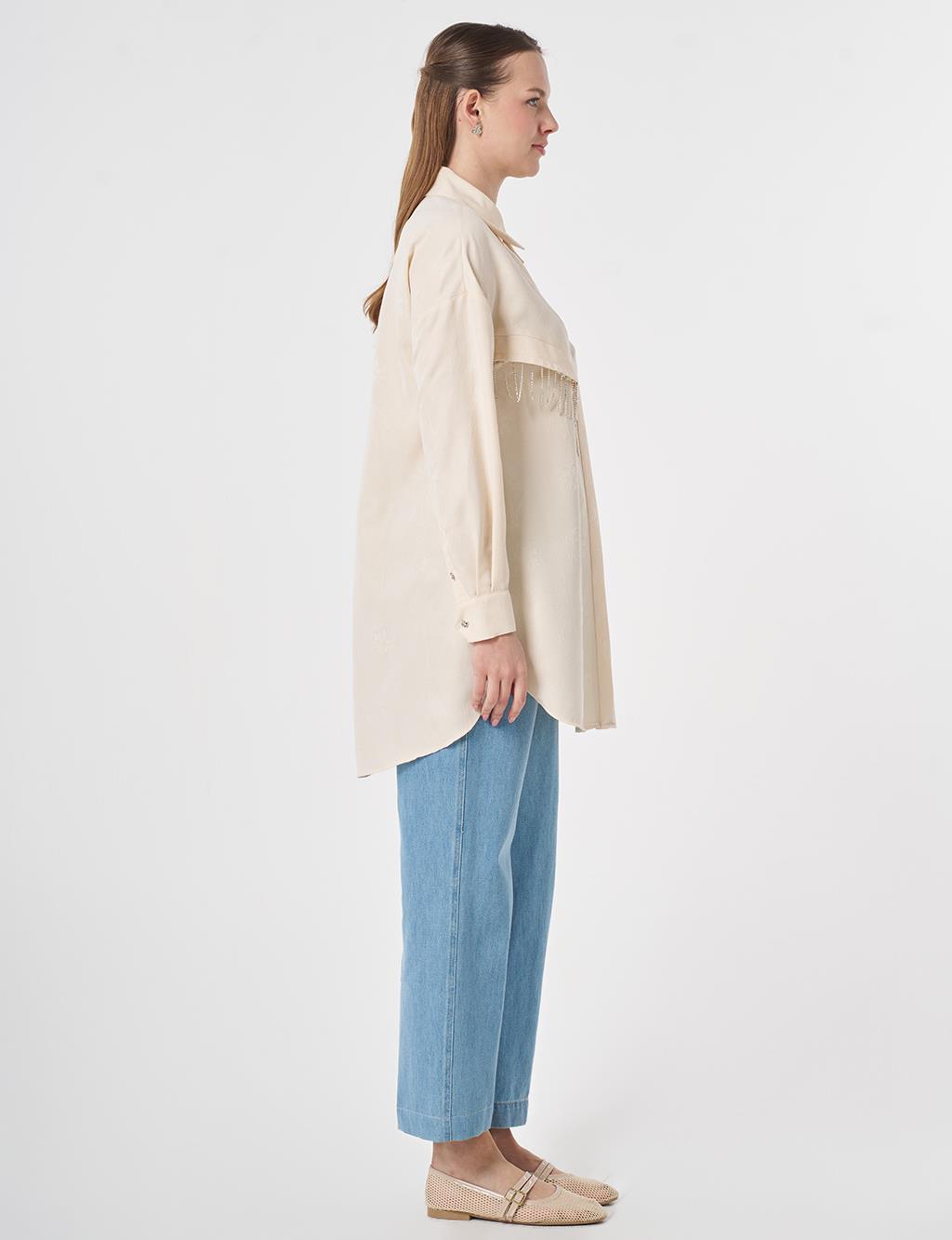 Dangling Stone Detail Modal Tunic Cream