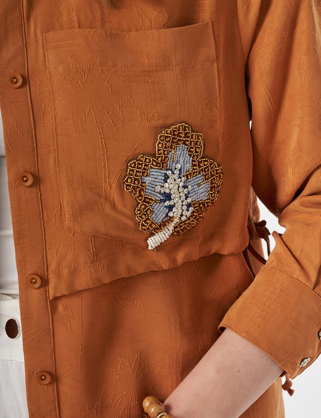 Embroidered Modal Tunic Cinnamon