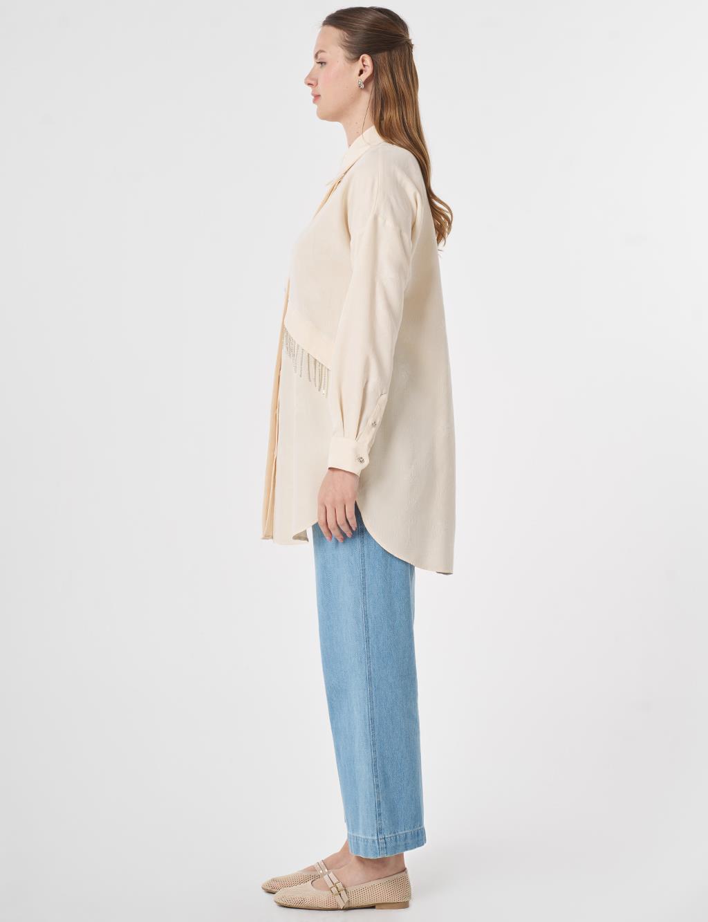 Dangling Stone Detail Modal Tunic Cream