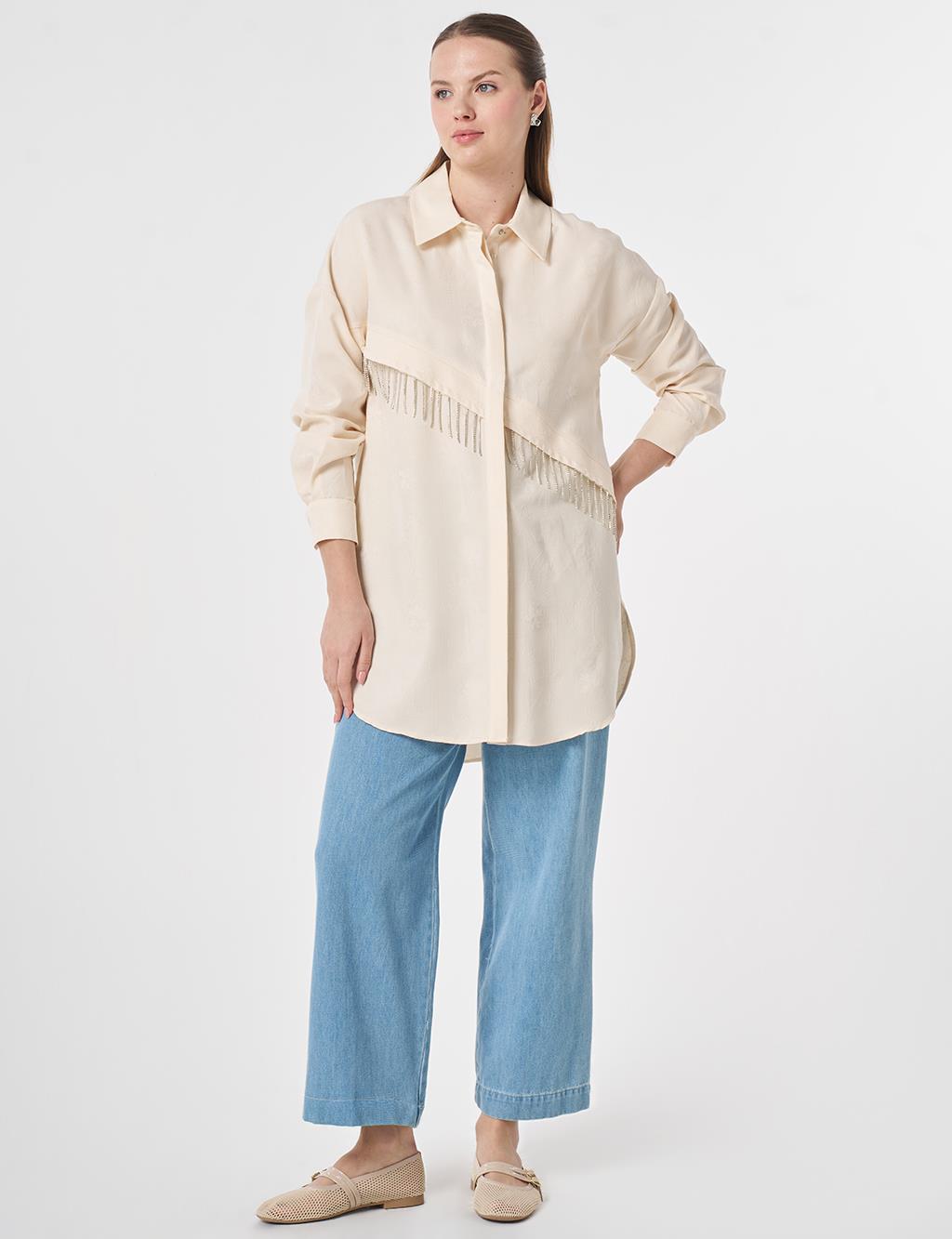 Dangling Stone Detail Modal Tunic Cream
