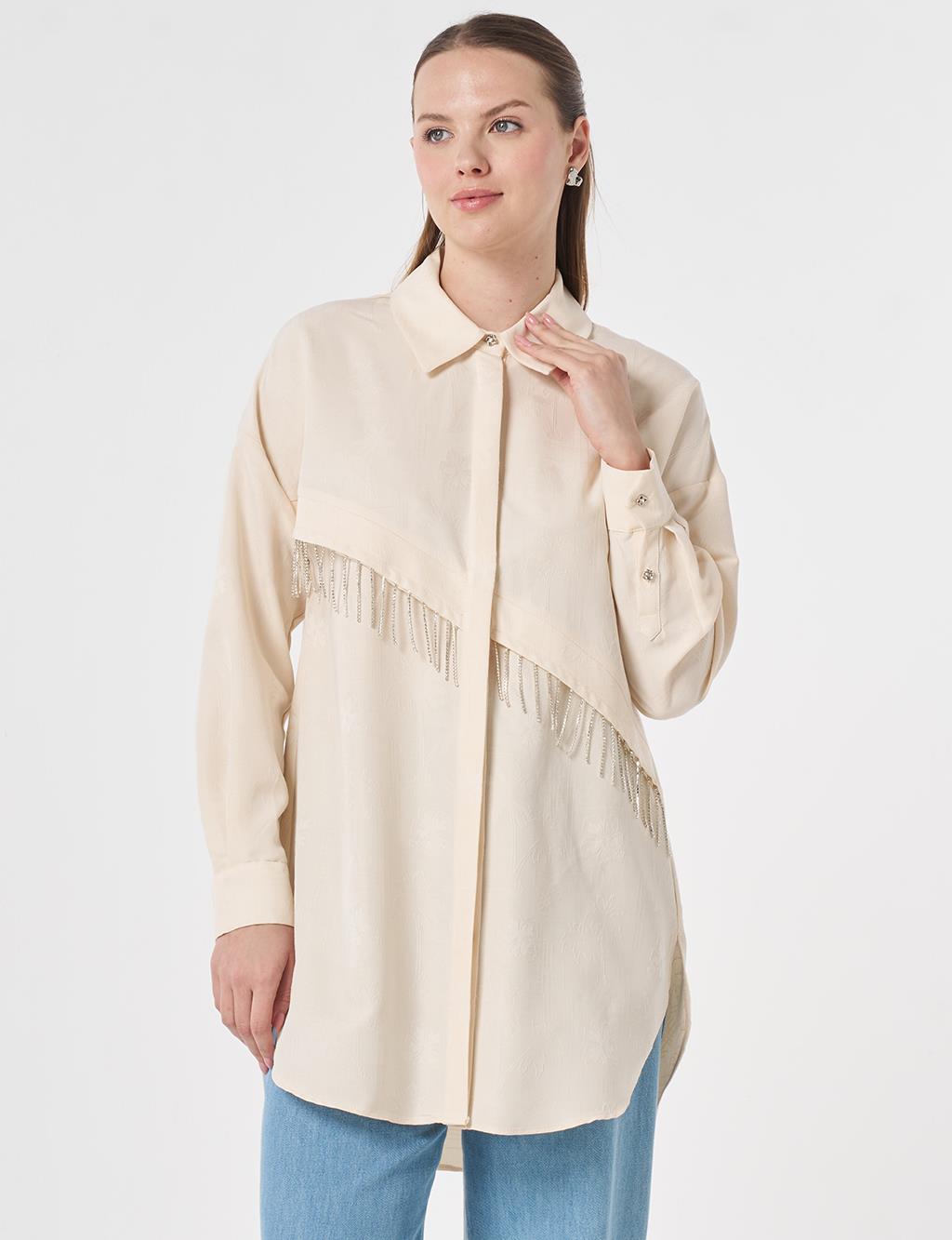Dangling Stone Detail Modal Tunic Cream