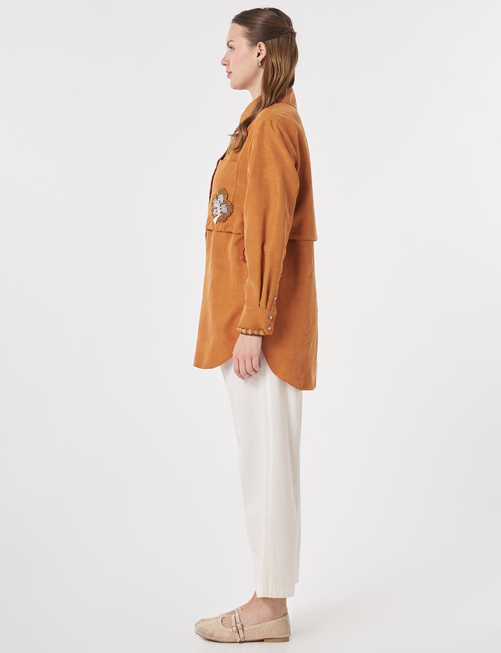 Embroidered Modal Tunic Cinnamon