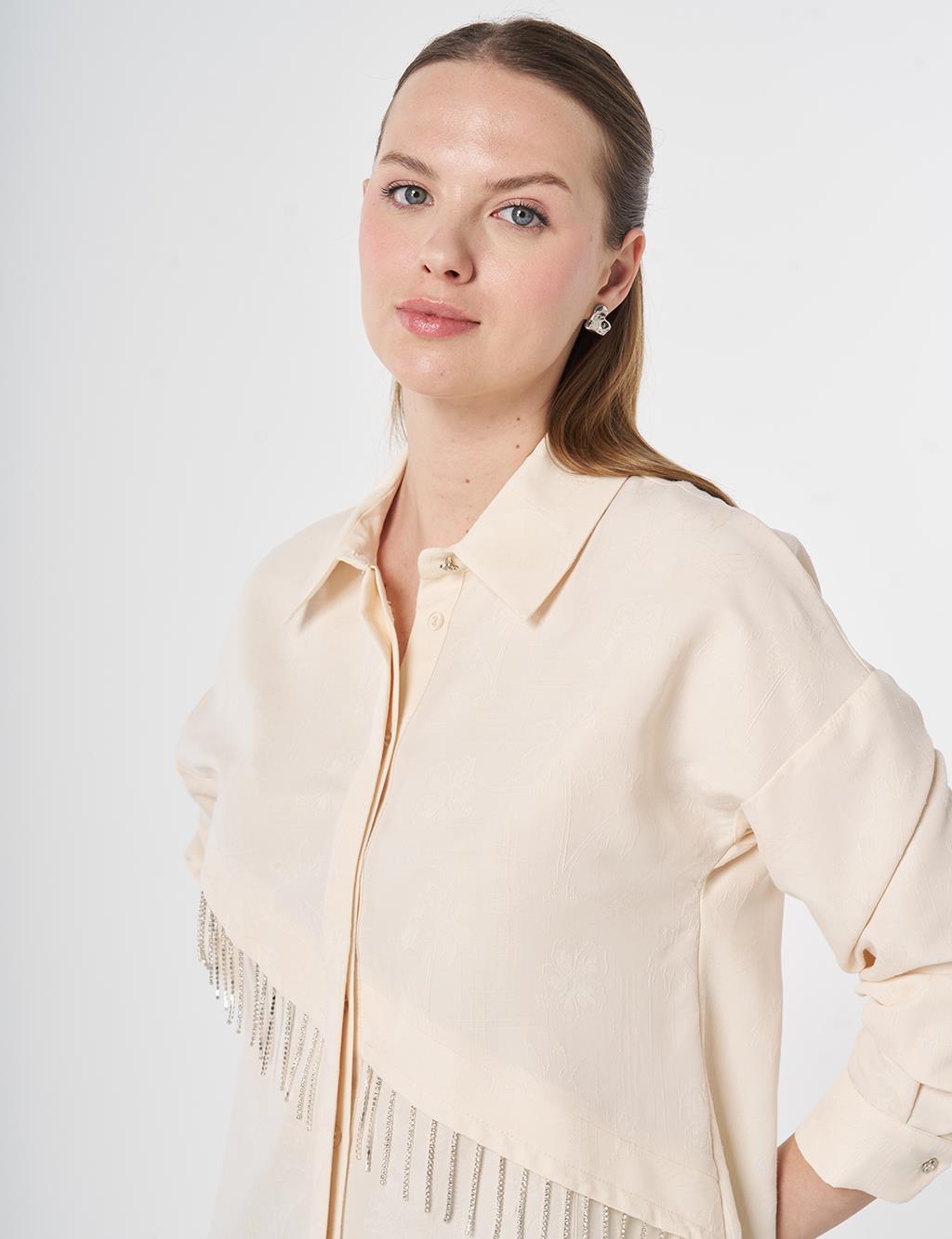 Dangling Stone Detail Modal Tunic Cream