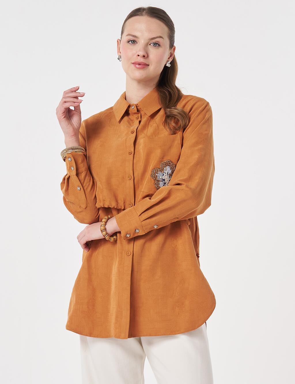 Embroidered Modal Tunic Cinnamon