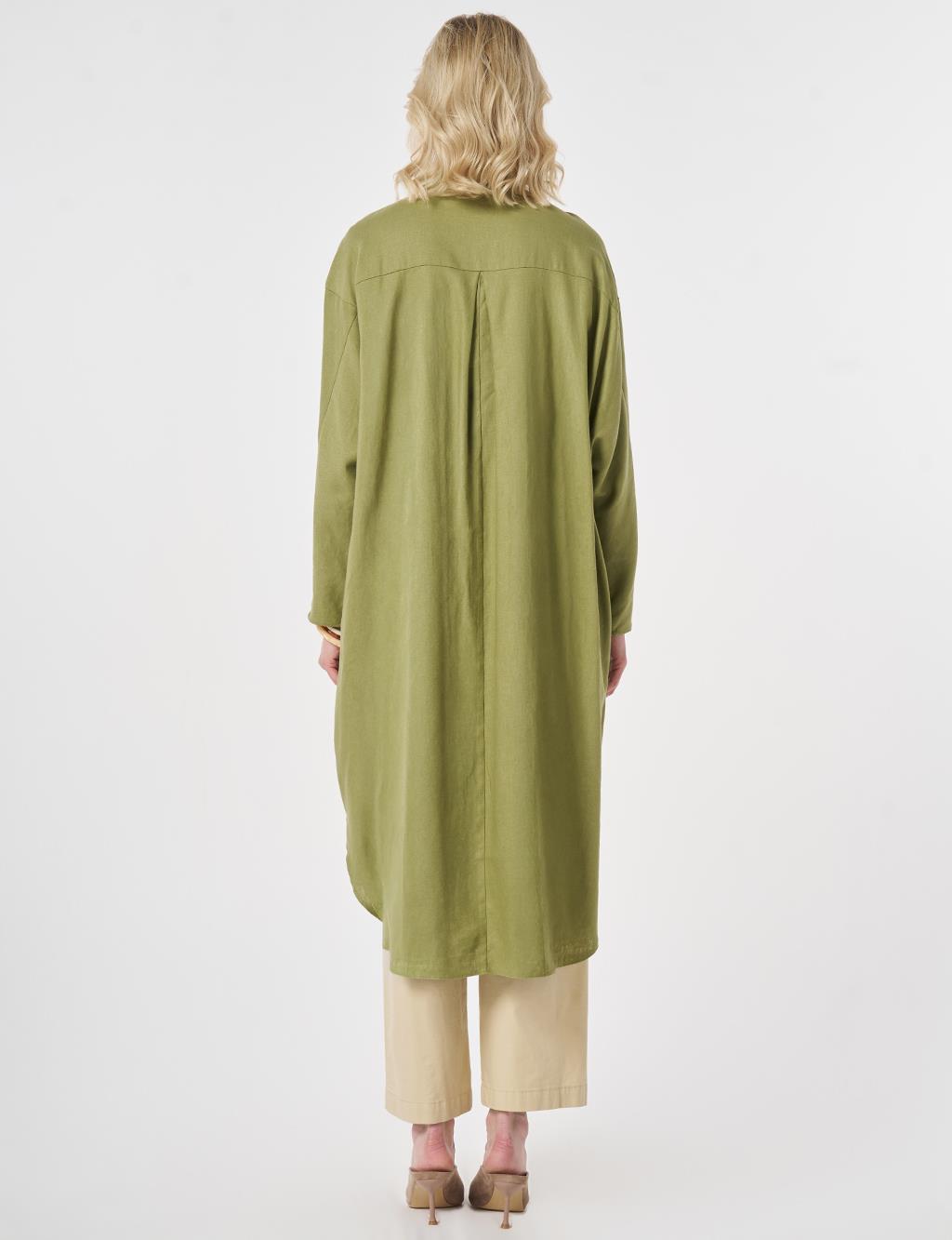 Lattice Knit Linen Lyocell Tunic Matcha Green