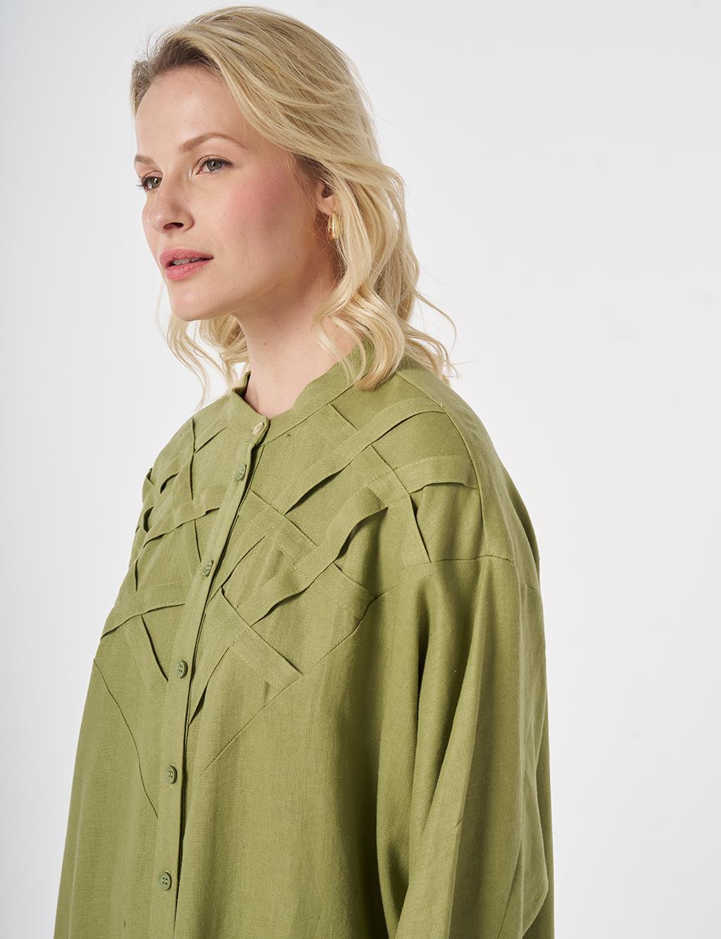 Lattice Knit Linen Lyocell Tunic Matcha Green
