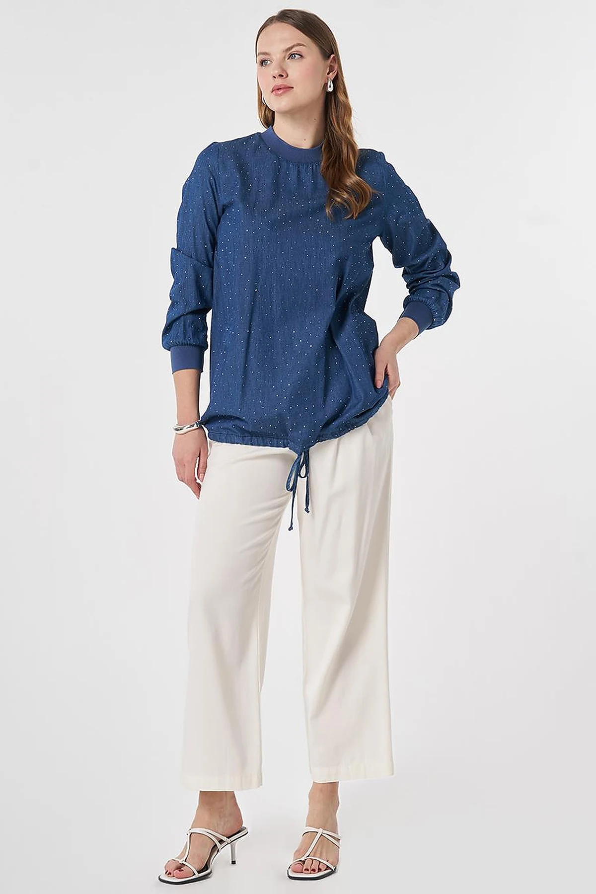 Kolej Yaka Denim Bluz İndigo