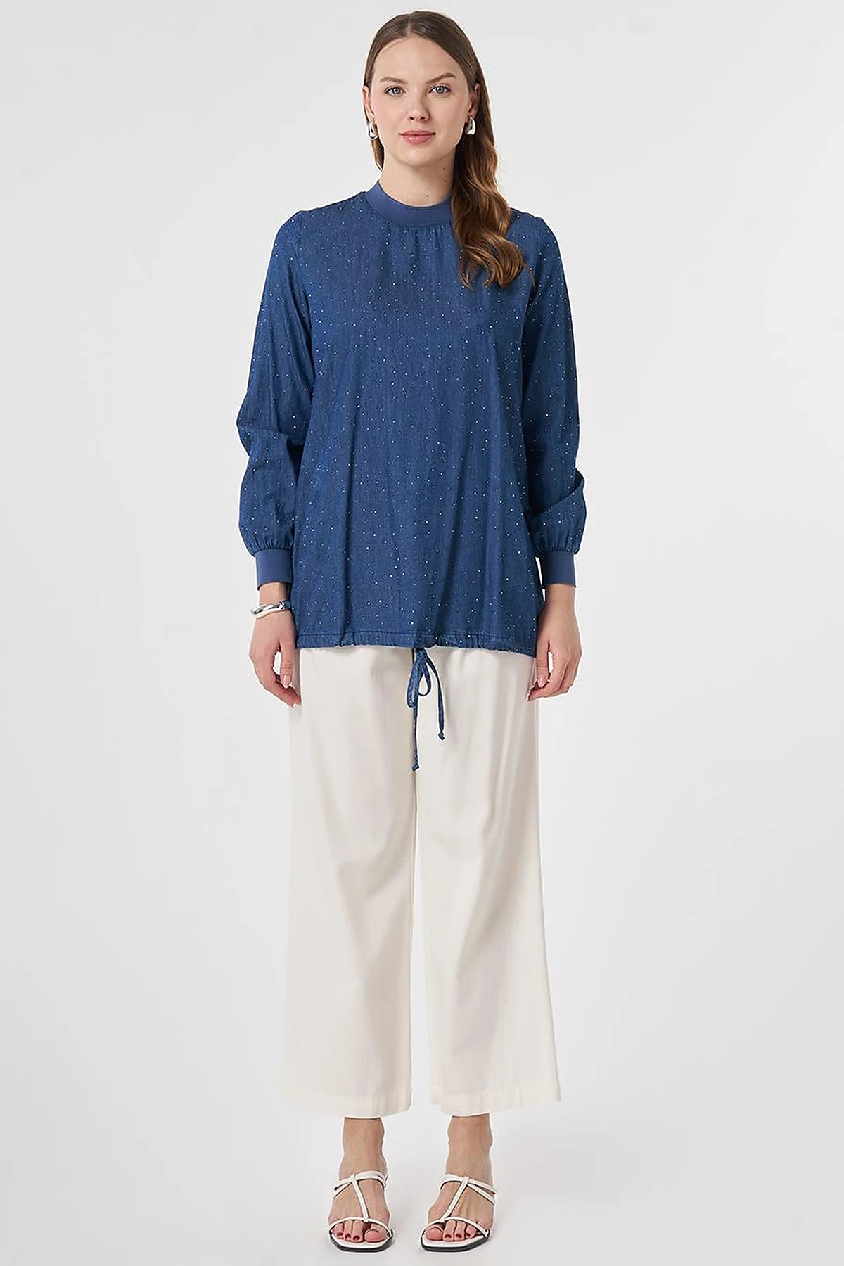 Kolej Yaka Denim Bluz İndigo