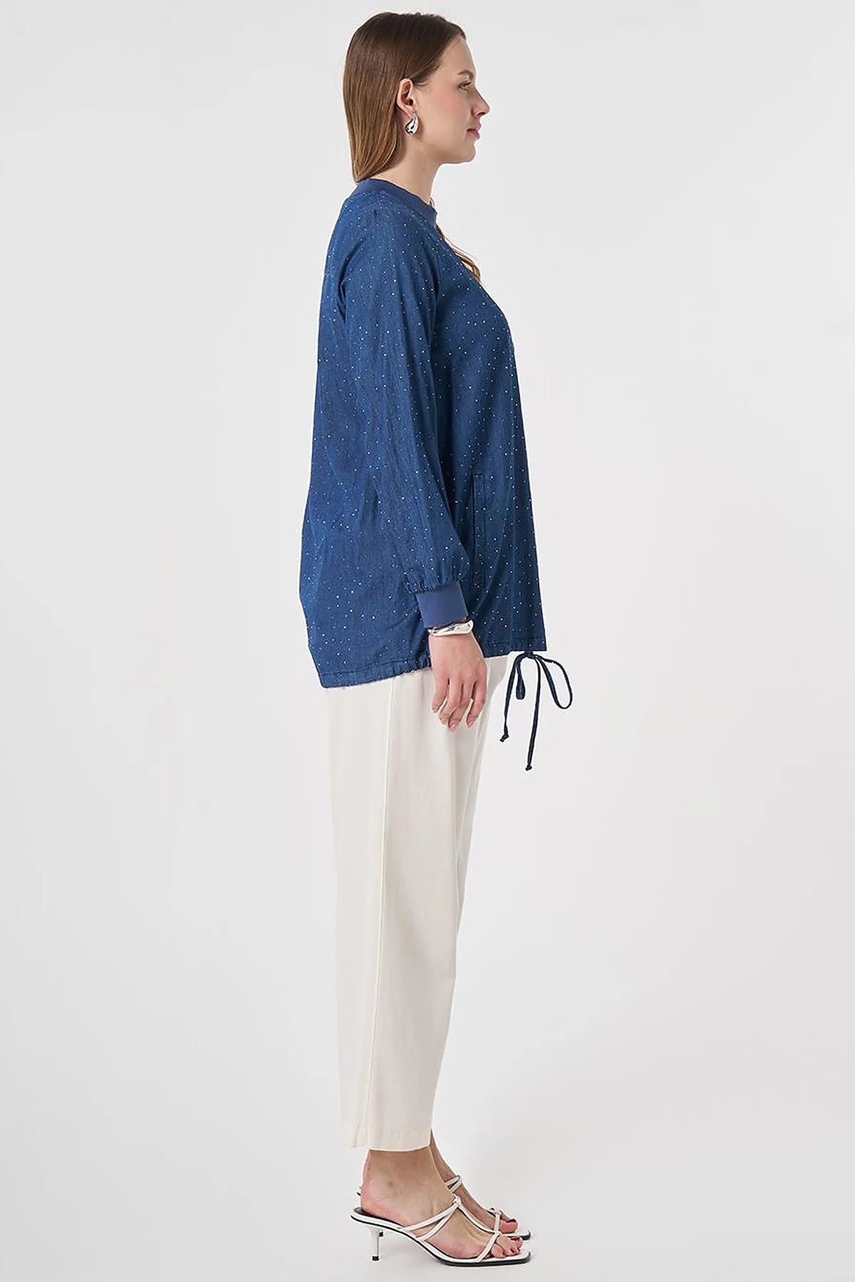 Kolej Yaka Denim Bluz İndigo