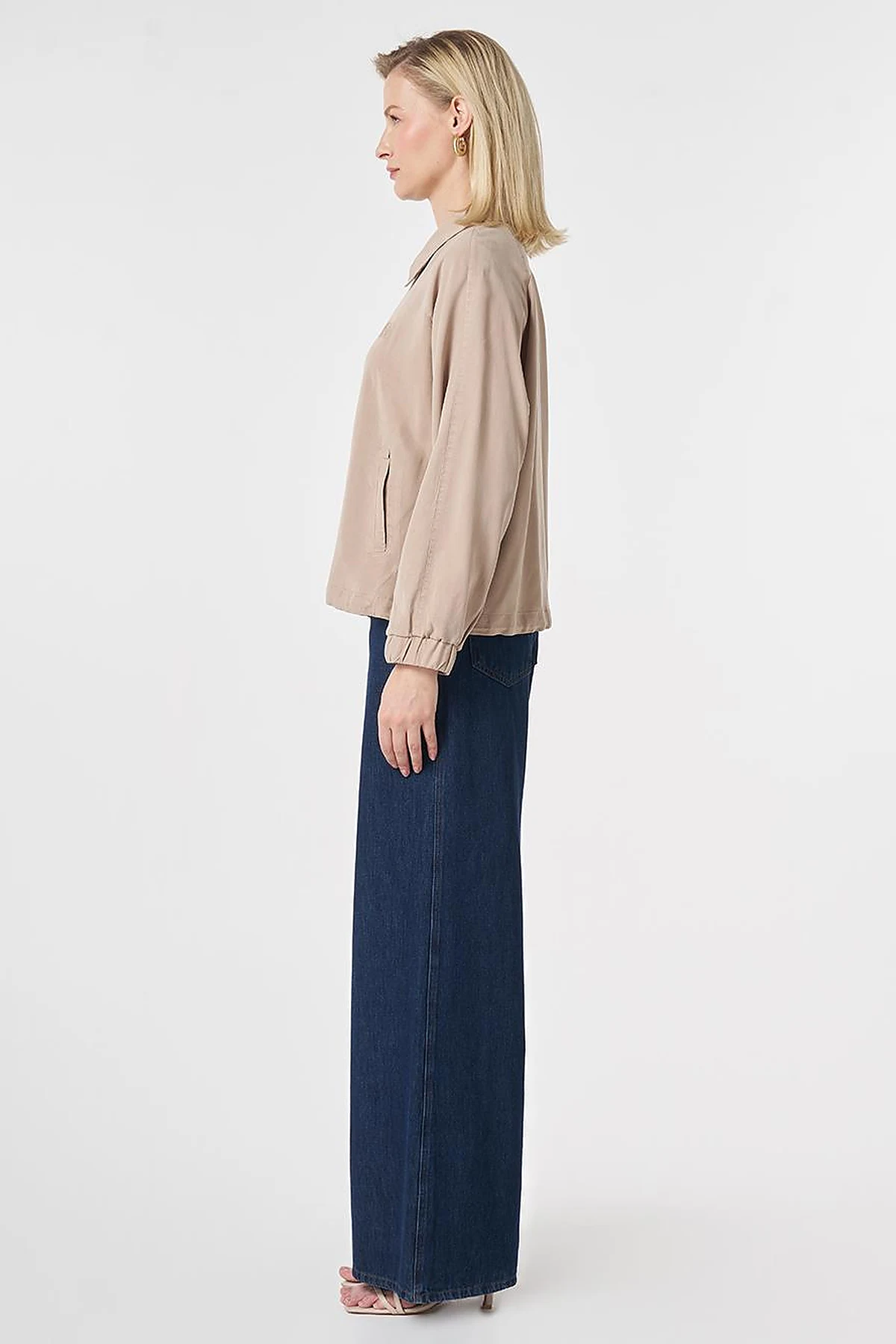 100% Lyocell Polo Collar Jacket Nude