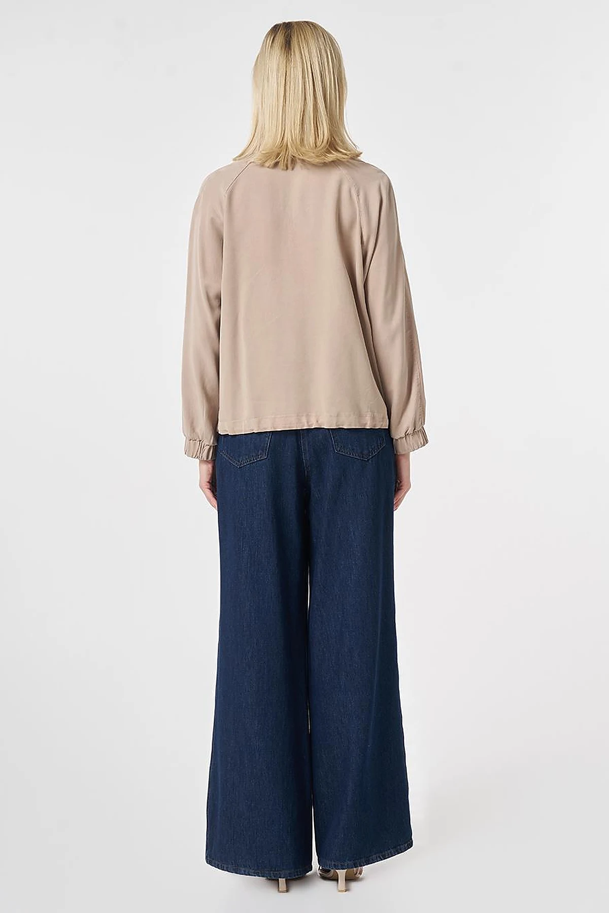 100% Lyocell Polo Collar Jacket Nude