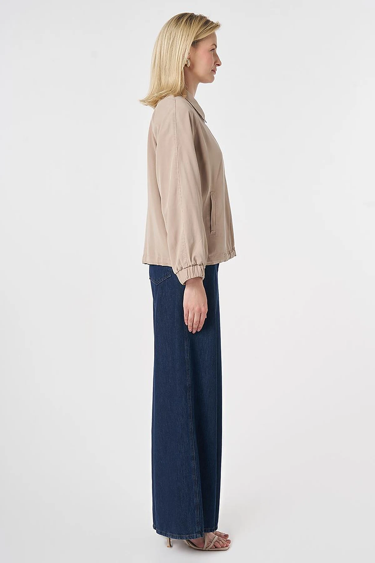 100% Lyocell Polo Collar Jacket Nude