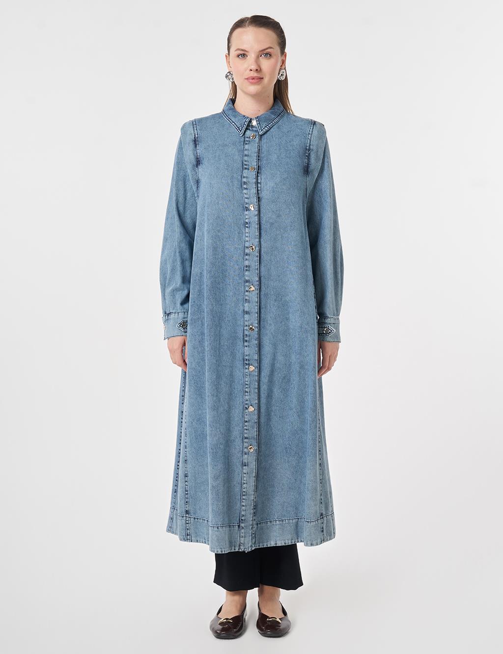 Relax Fit Denim Throw-On Jacket Blue