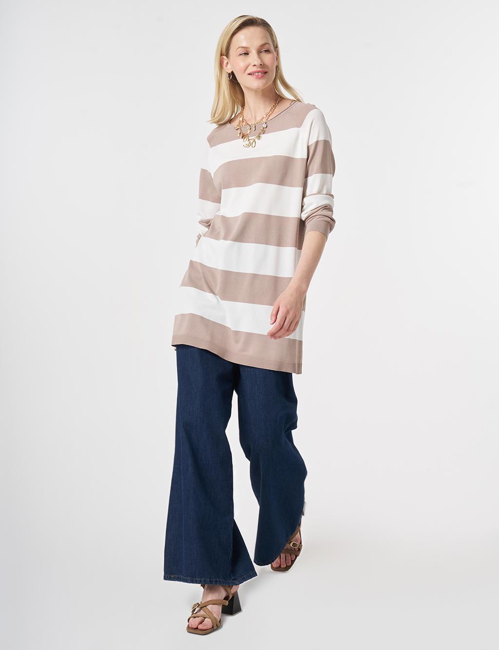 Striped Knit Tunic Mink