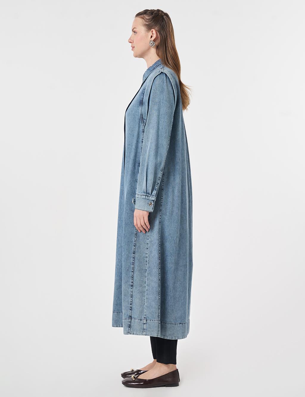 Relax Fit Denim Throw-On Jacket Blue