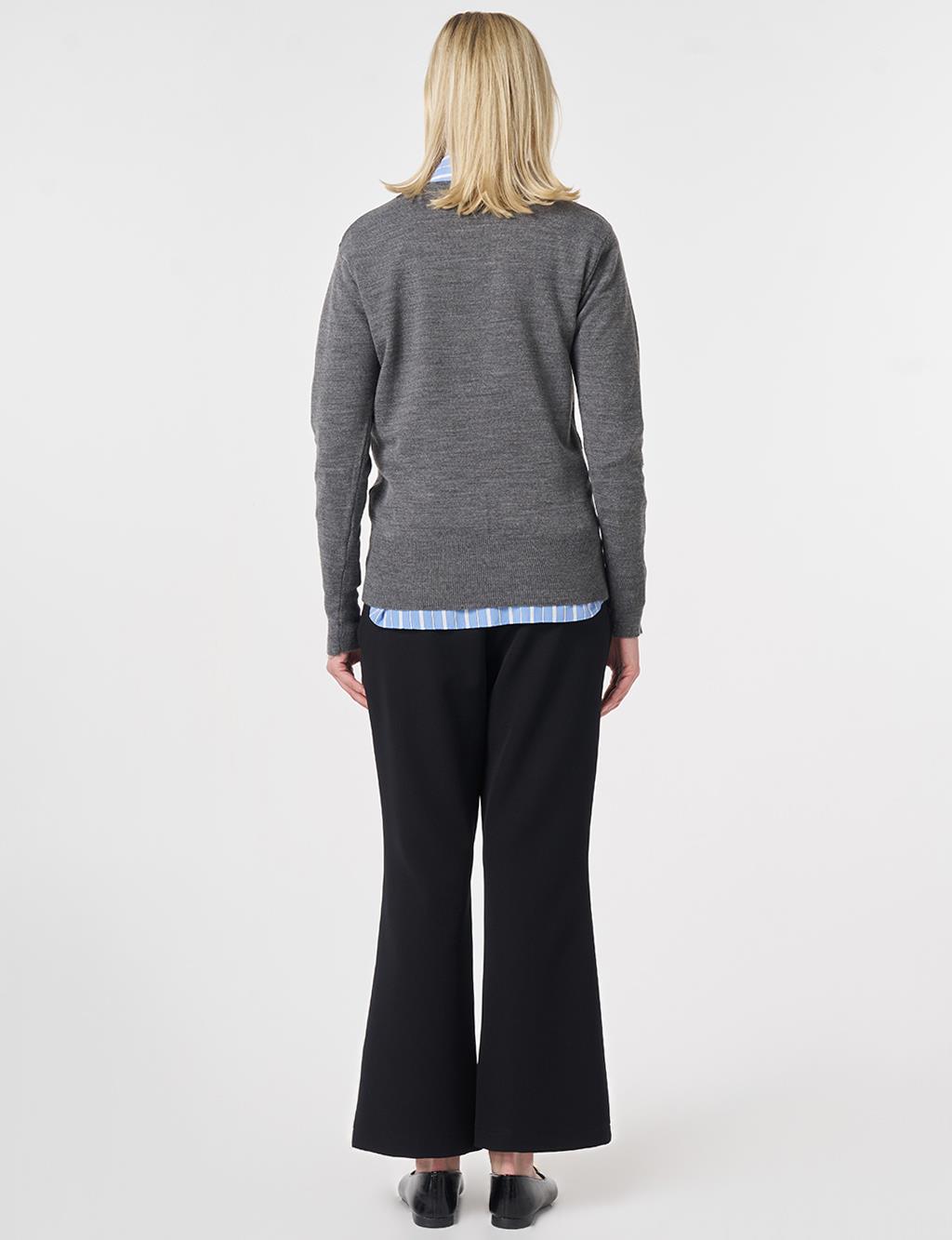Round Neck Collar Knitwear Sweater Anthracite