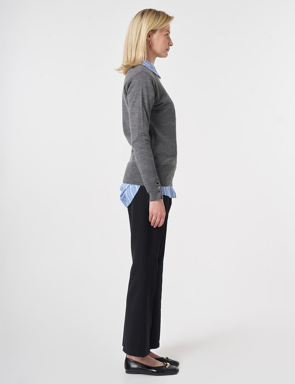 Round Neck Collar Knitwear Sweater Anthracite