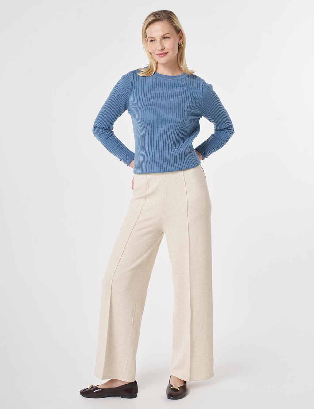 Ribbed Knit Pants Stone