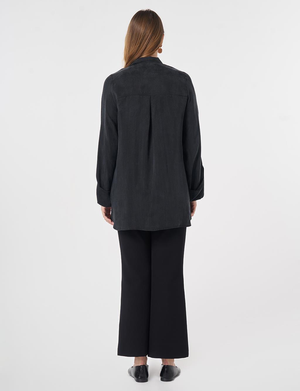 100% Lyocell High Neck Jacket Black
