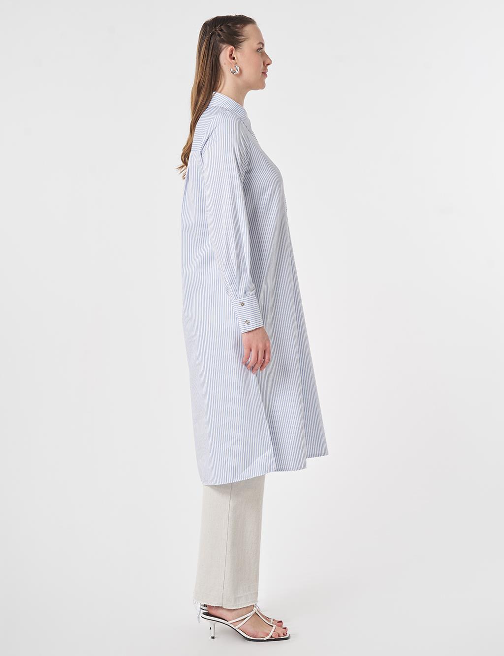 Beaded Embroidered Cotton Long Tunic Optical White