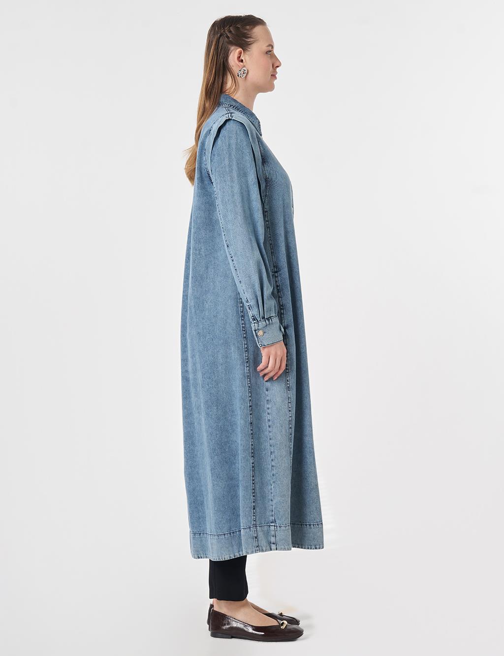 Relax Fit Denim Throw-On Jacket Blue