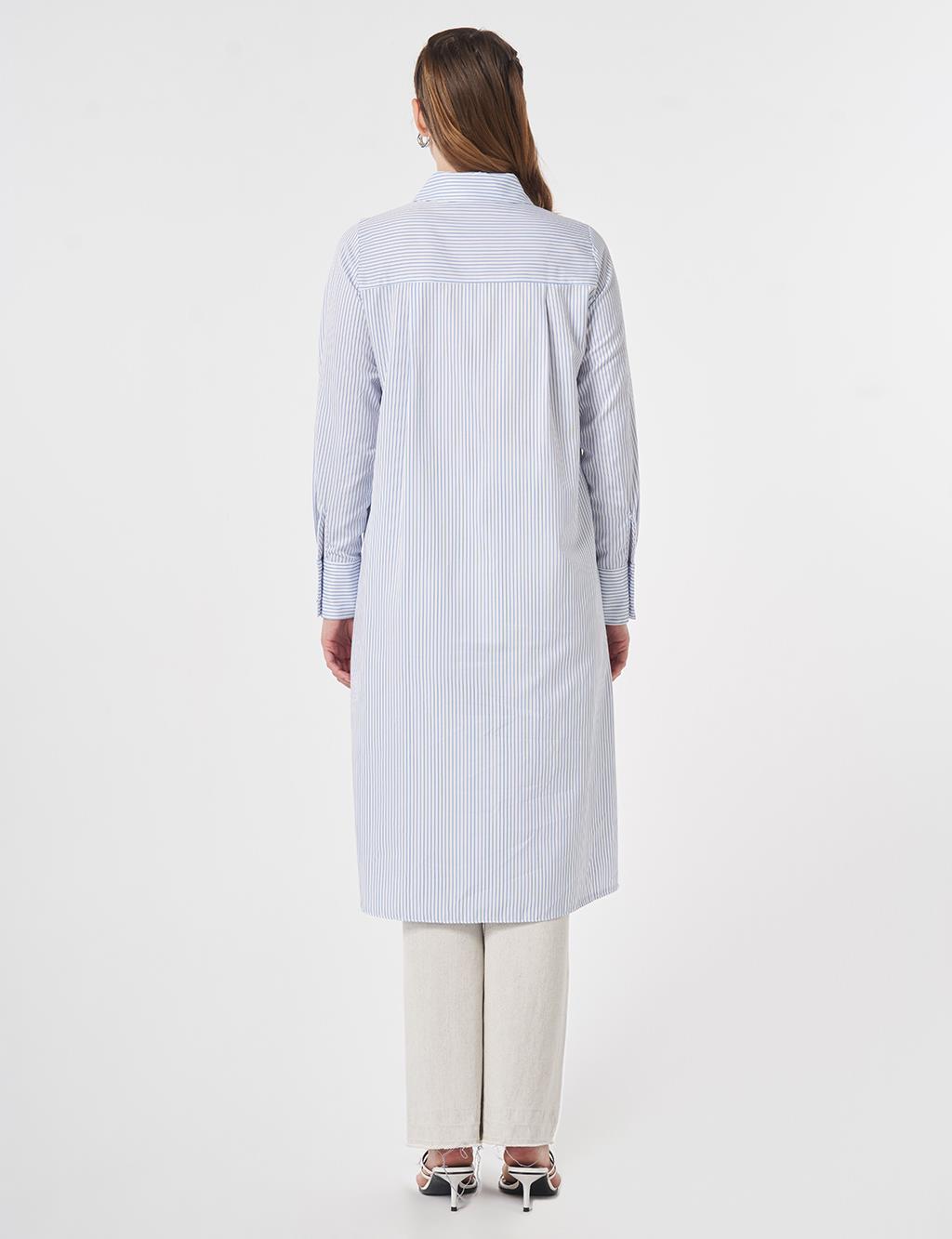 Beaded Embroidered Cotton Long Tunic Optical White