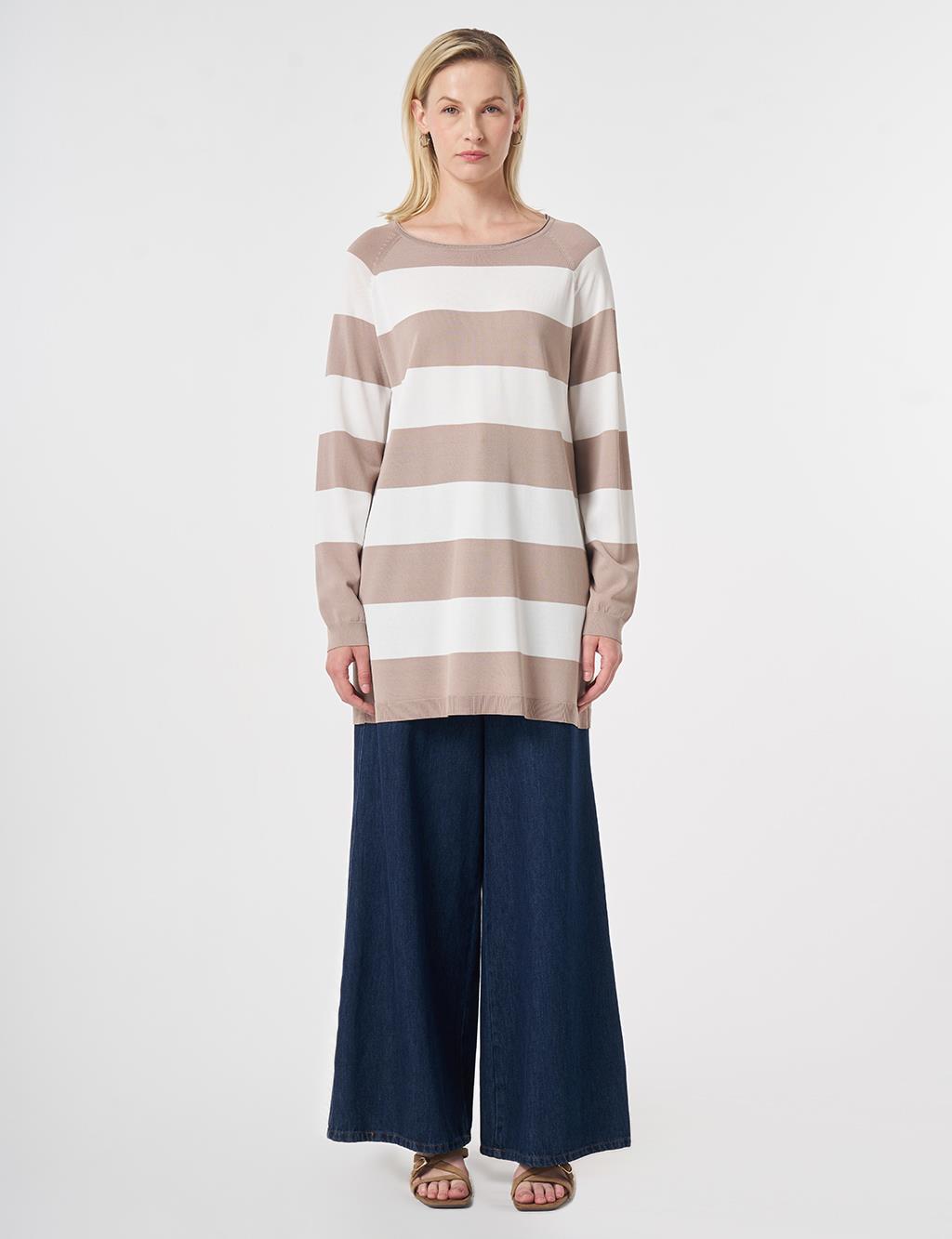 Striped Knit Tunic Mink