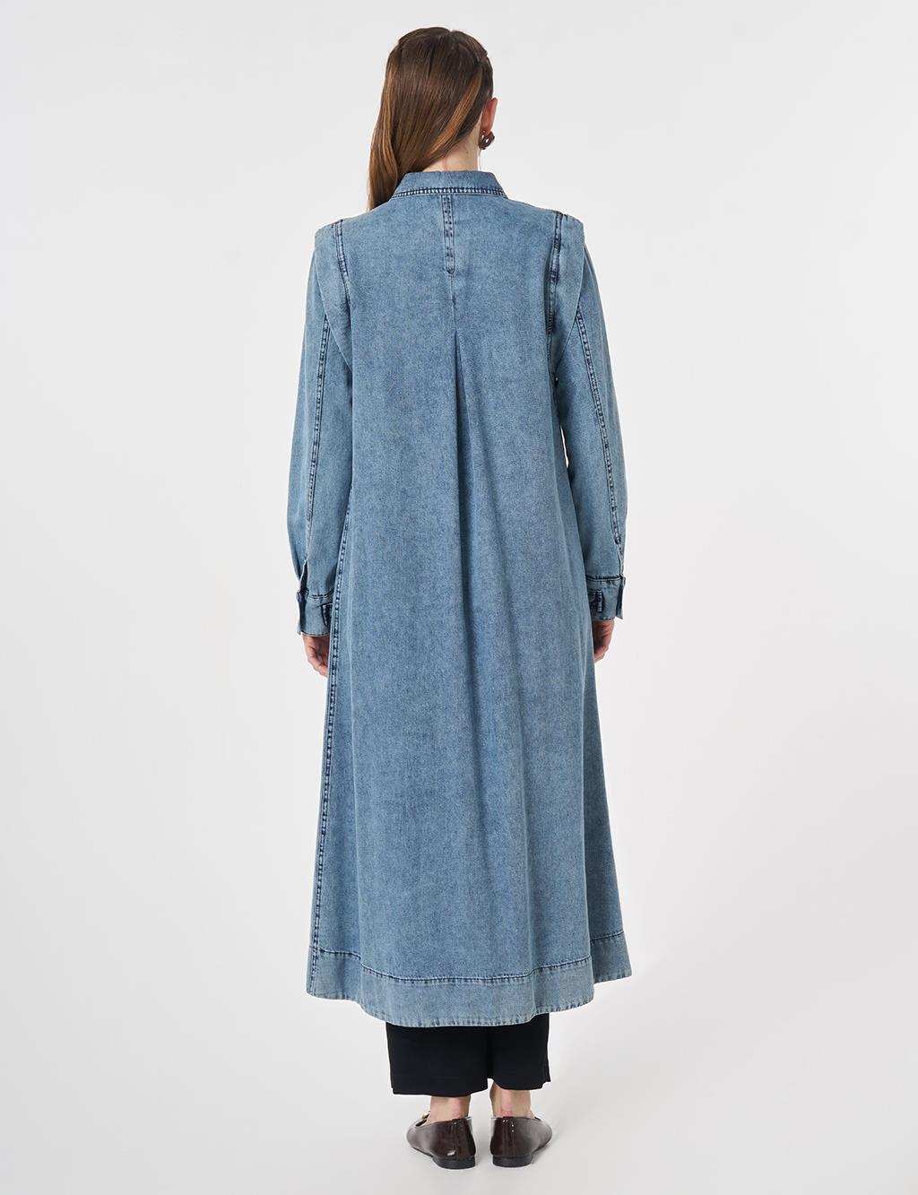 Relax Fit Denim Throw-On Jacket Blue