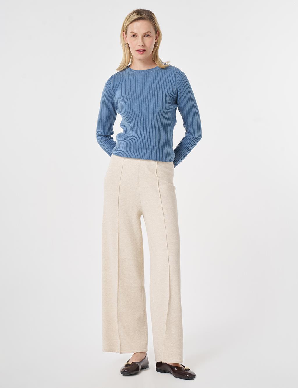 Ribbed Knit Pants Stone