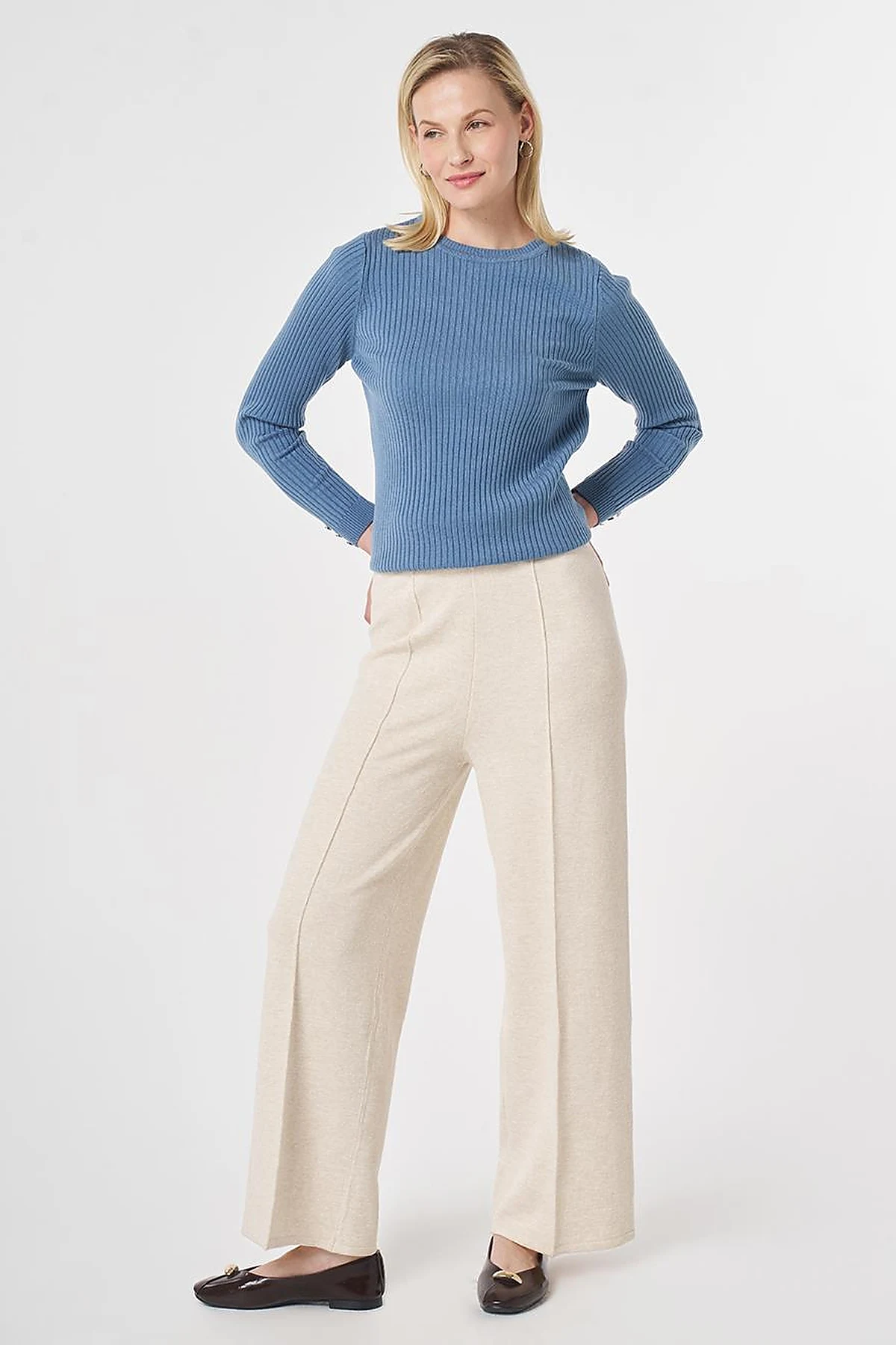 Ribbed Knit Pants Stone