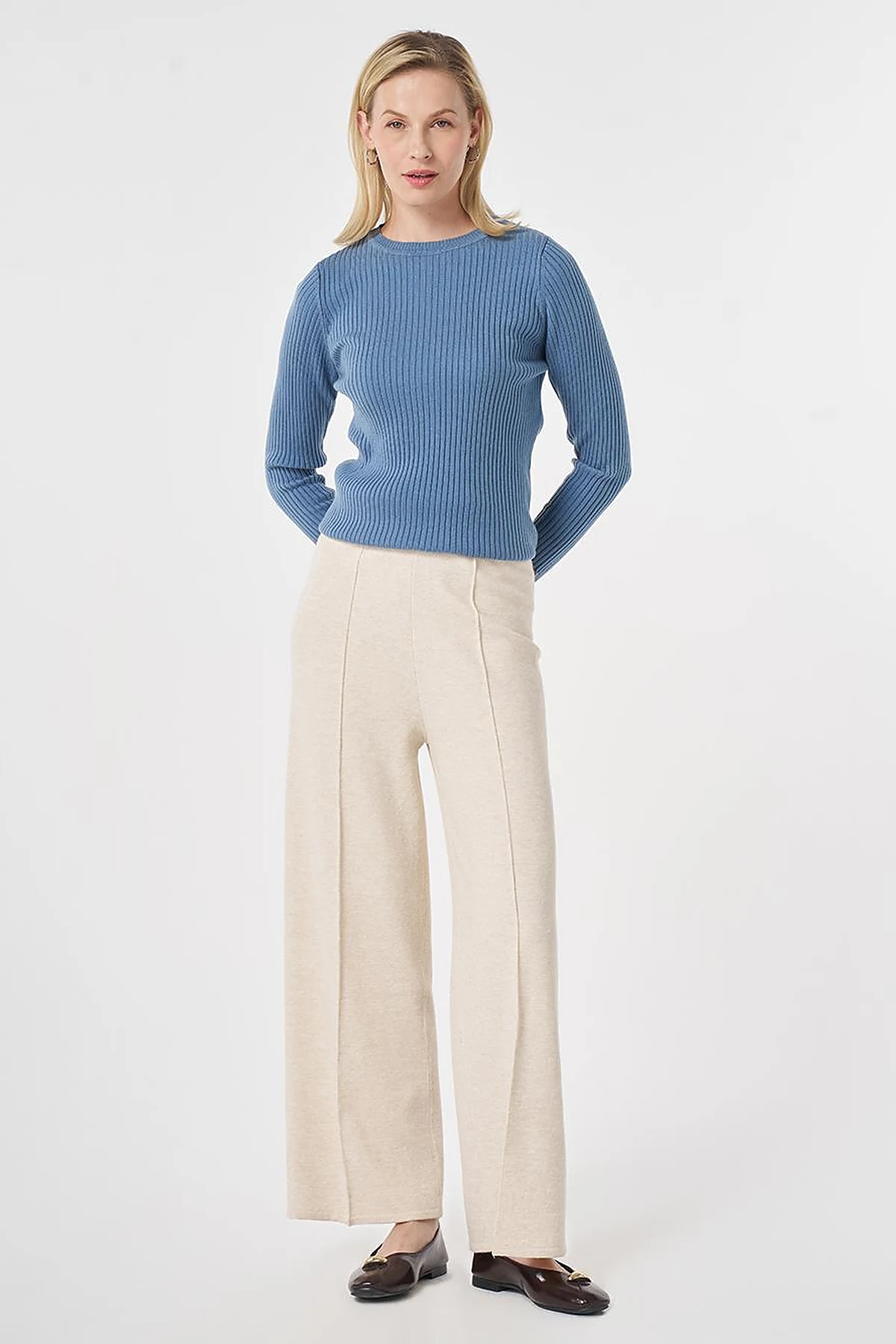 Ribbed Knit Pants Stone