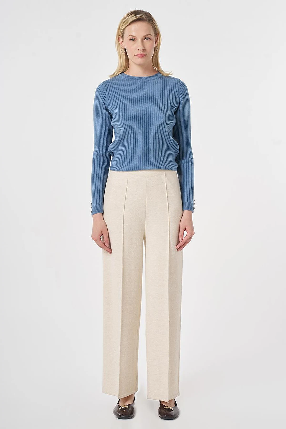 Ribbed Knit Pants Stone