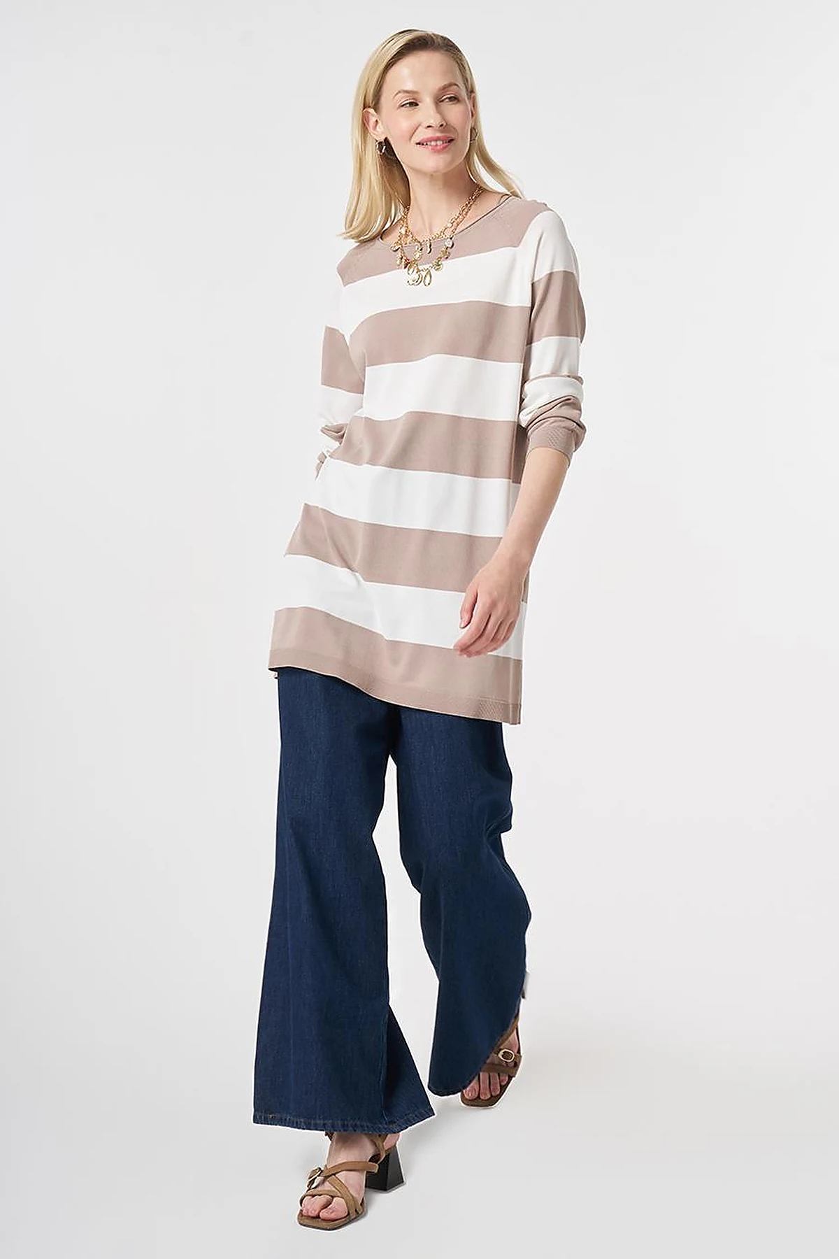 Striped Knit Tunic Mink