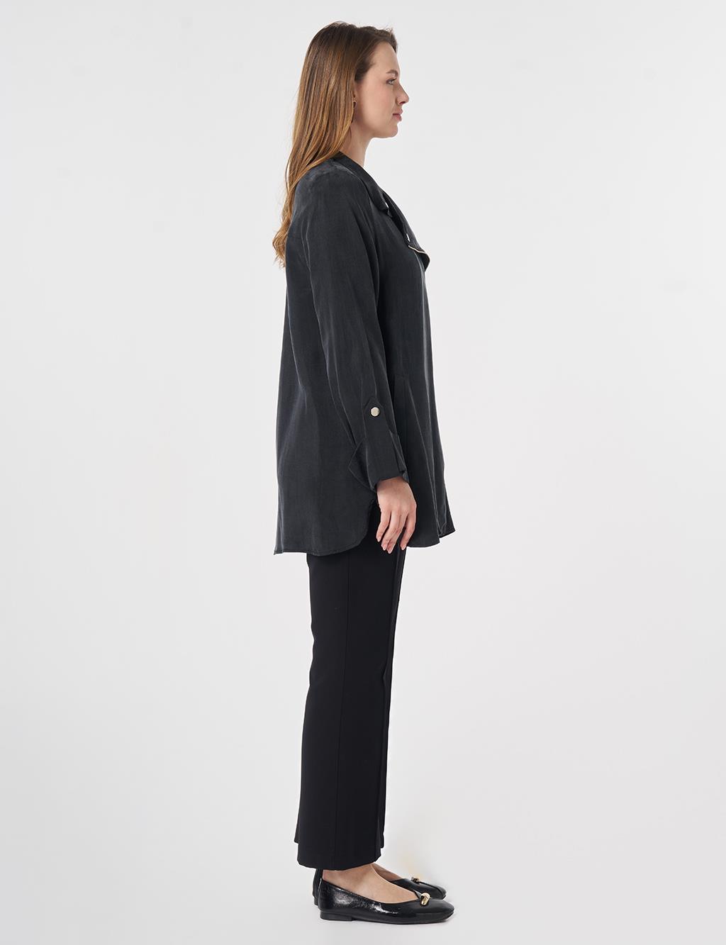 100% Lyocell High Neck Jacket Black