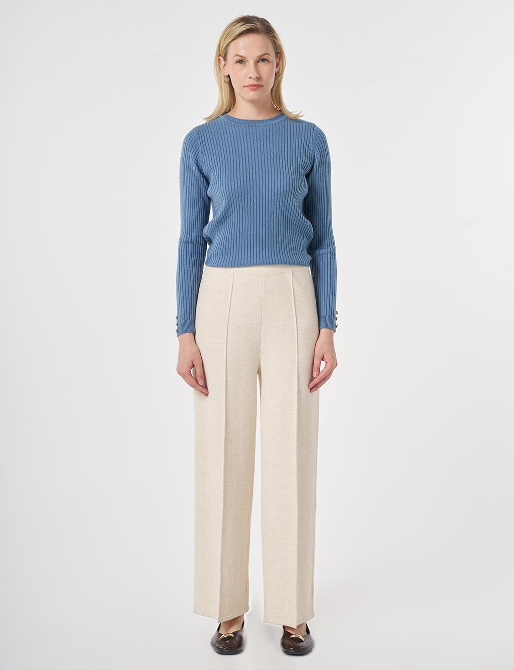 Ribbed Knit Pants Stone