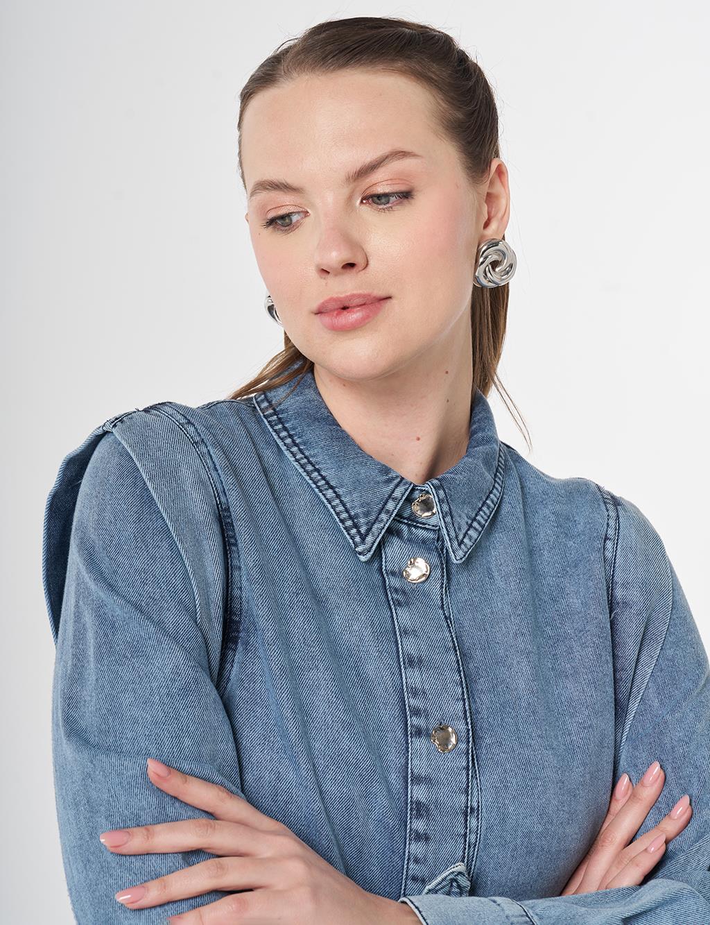 Relax Fit Denim Throw-On Jacket Blue