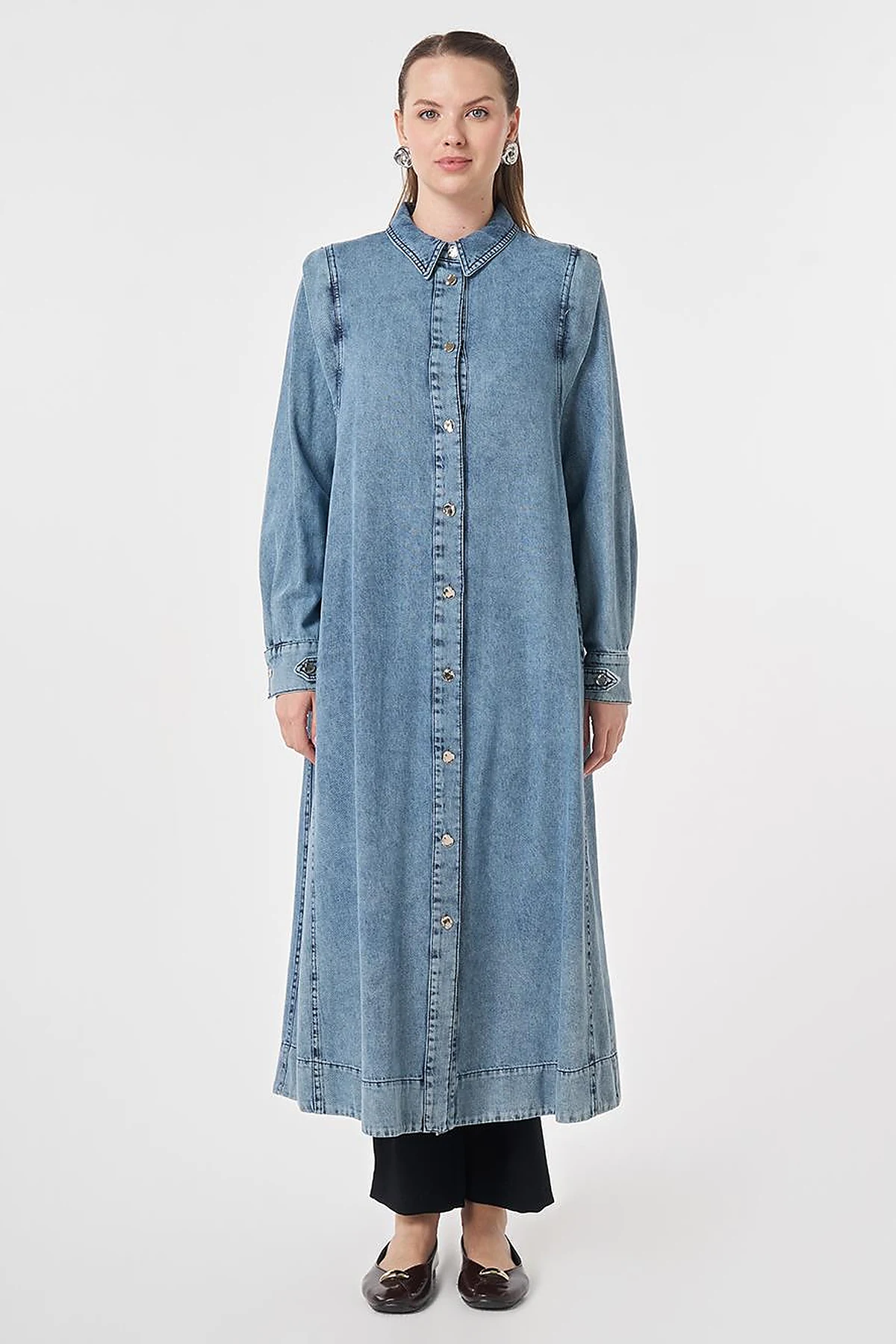 Relax Fit Denim Throw-On Jacket Blue