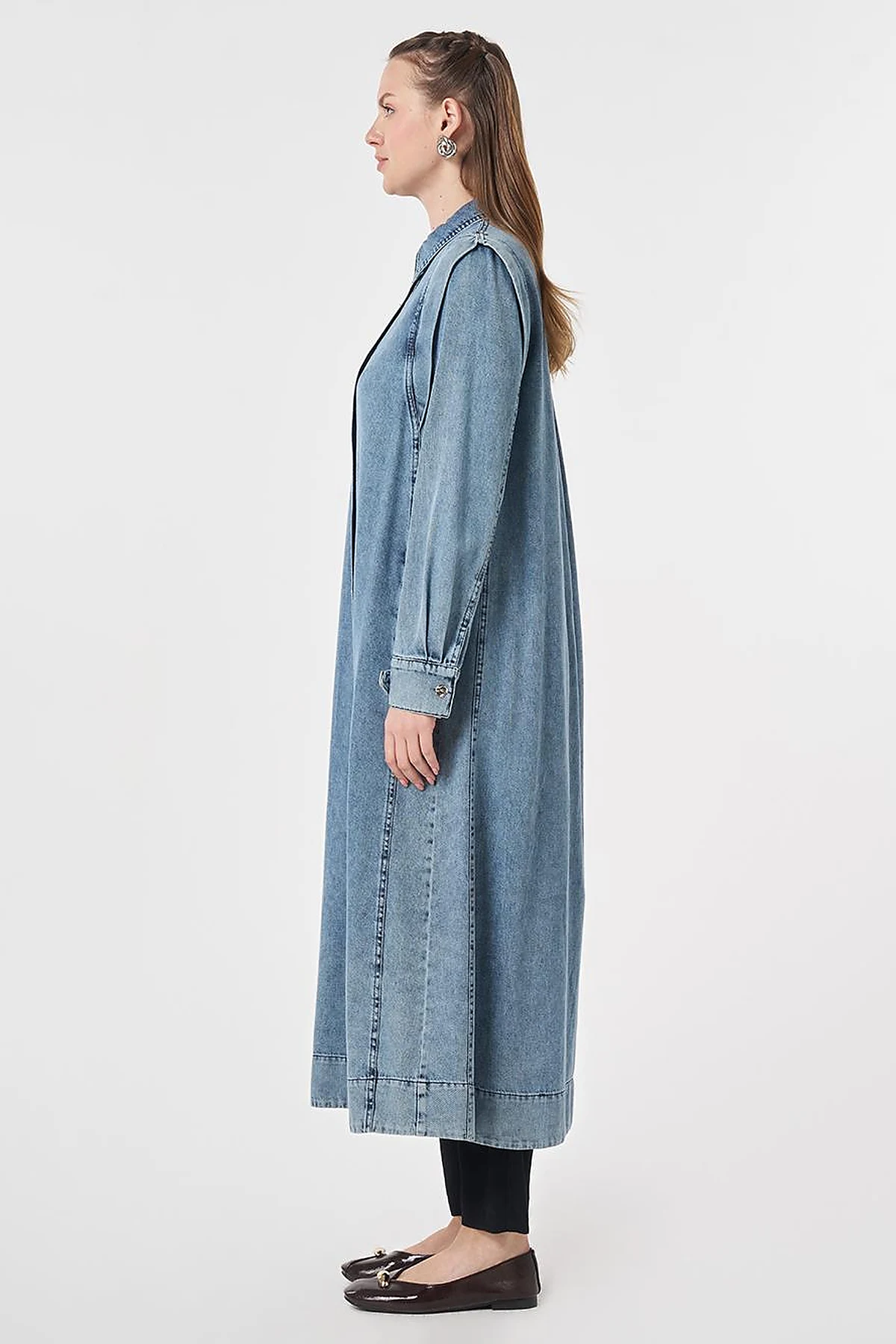 Relax Fit Denim Throw-On Jacket Blue