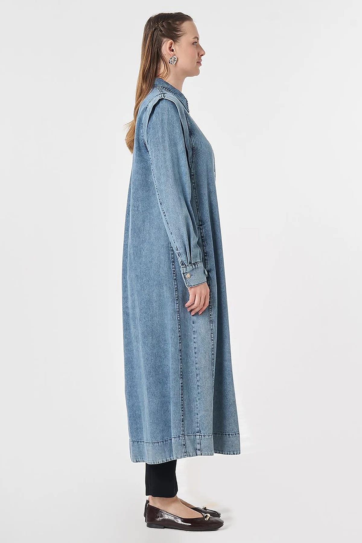 Relax Fit Denim Throw-On Jacket Blue