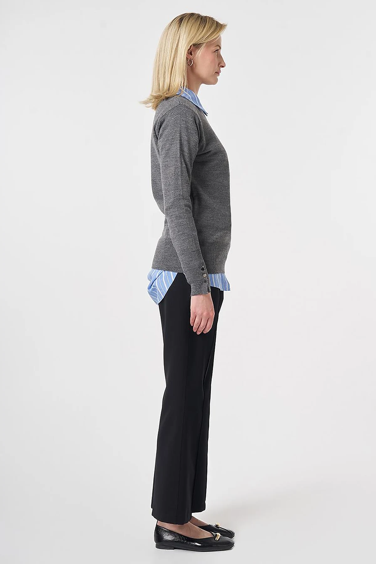 Round Neck Collar Knitwear Sweater Anthracite