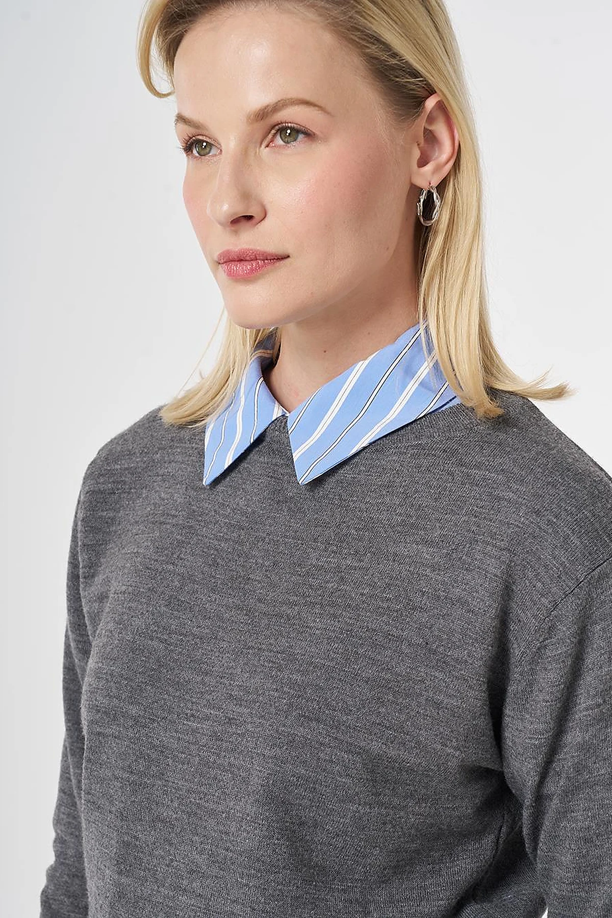 Round Neck Collar Knitwear Sweater Anthracite