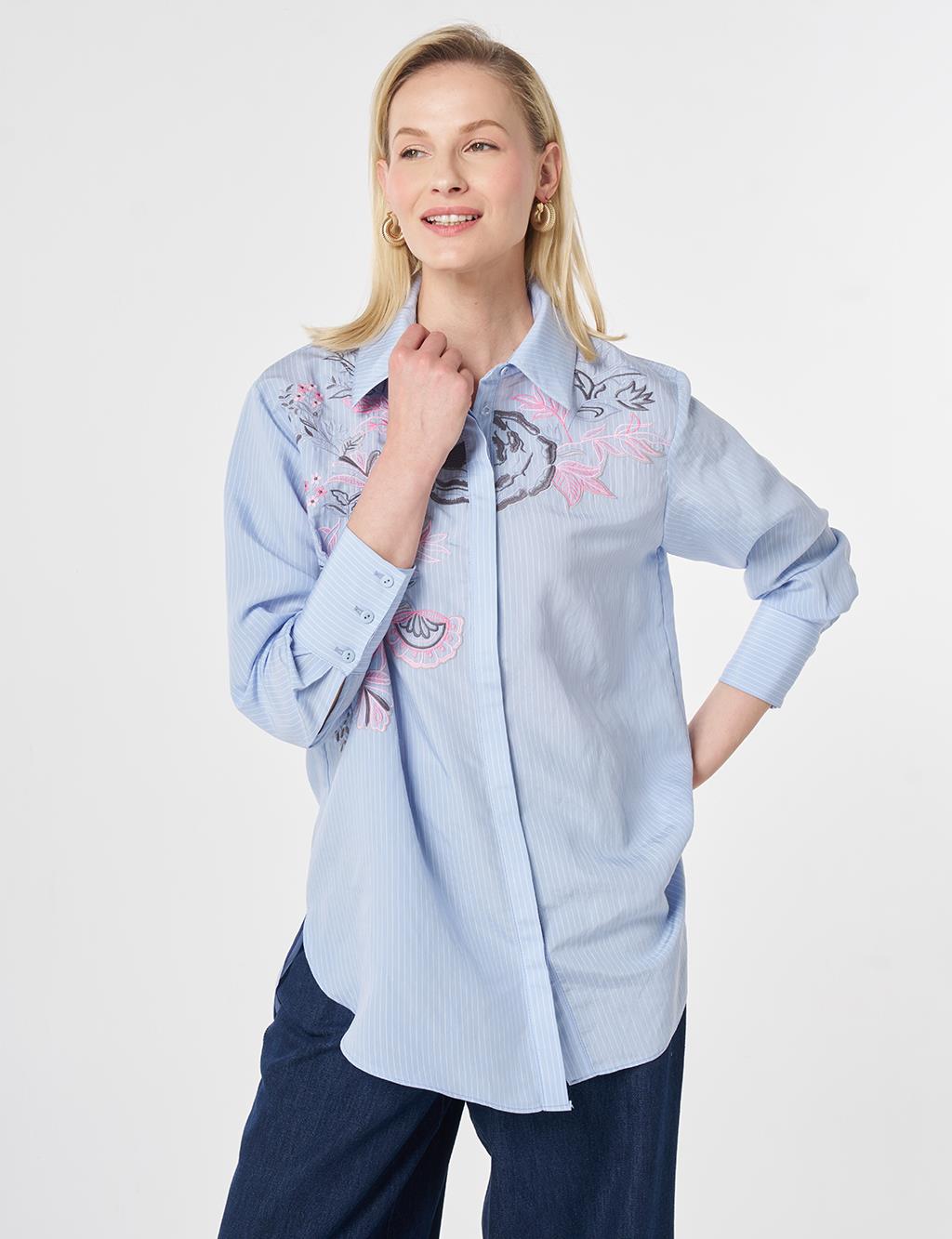 Wide Cuff Modal Tunic Light Air Force Blue