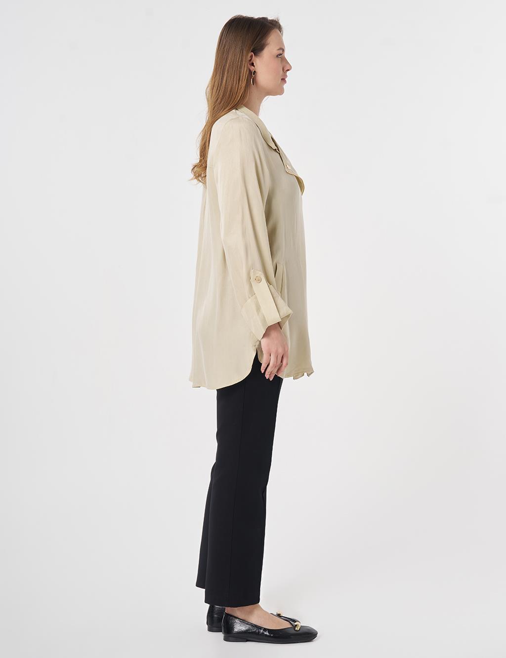 100% Lyocell High Neck Jacket Cream