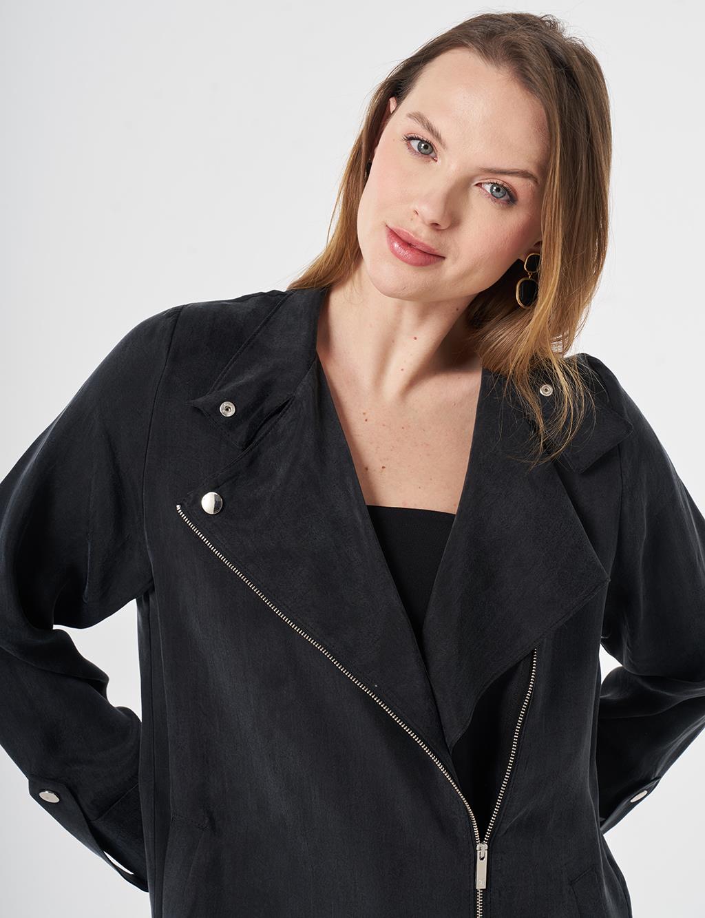 100% Lyocell High Neck Jacket Black