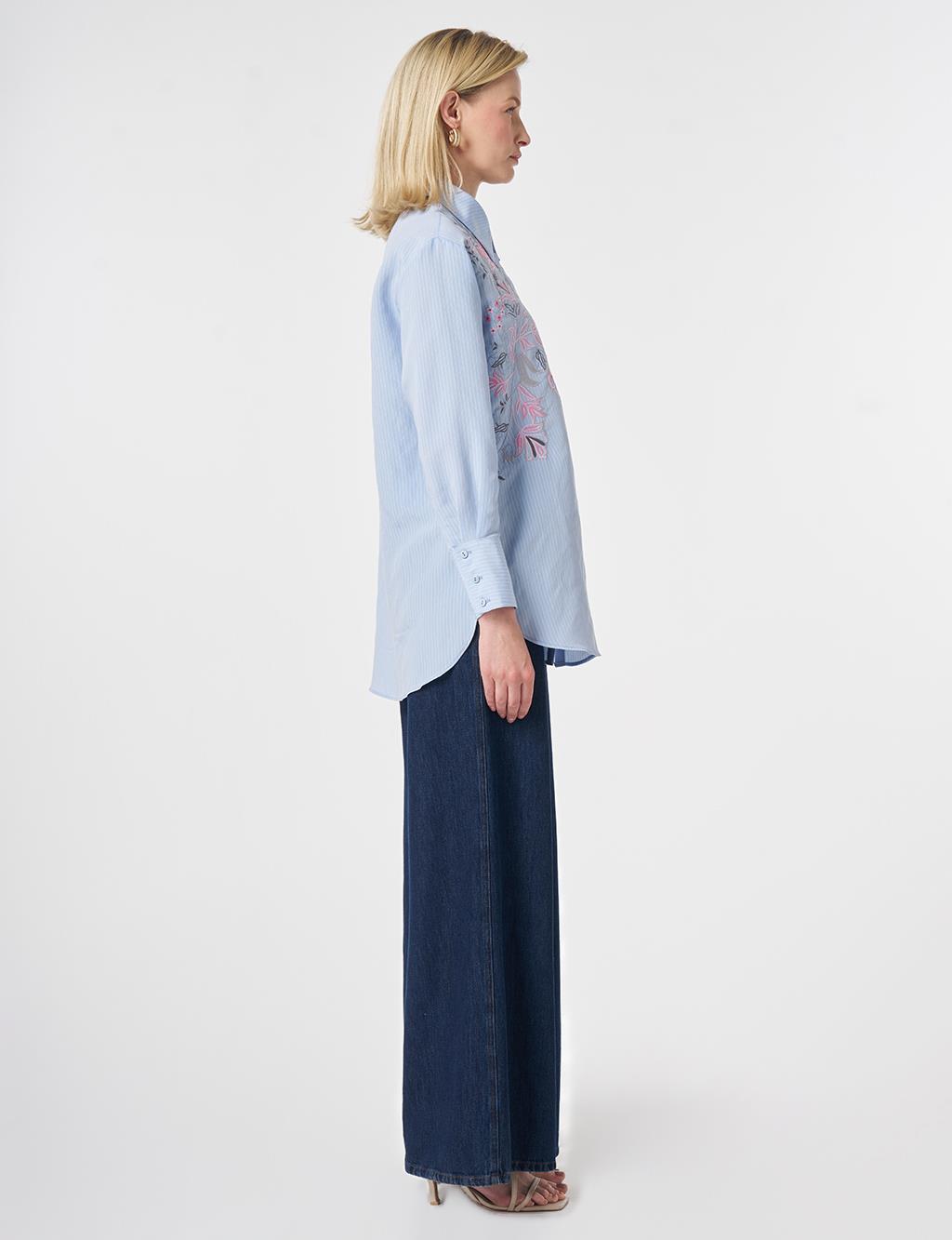 Wide Cuff Modal Tunic Light Air Force Blue