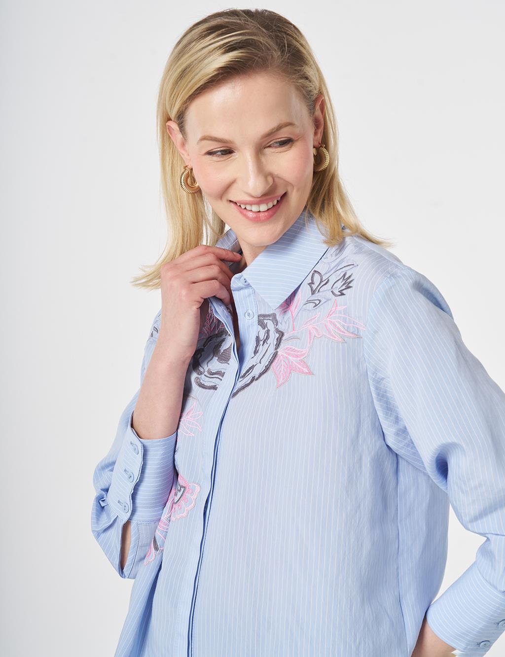 Wide Cuff Modal Tunic Light Air Force Blue