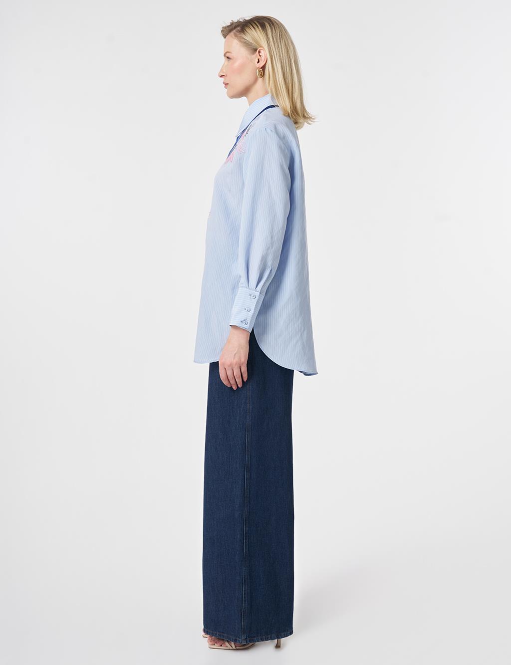 Wide Cuff Modal Tunic Light Air Force Blue