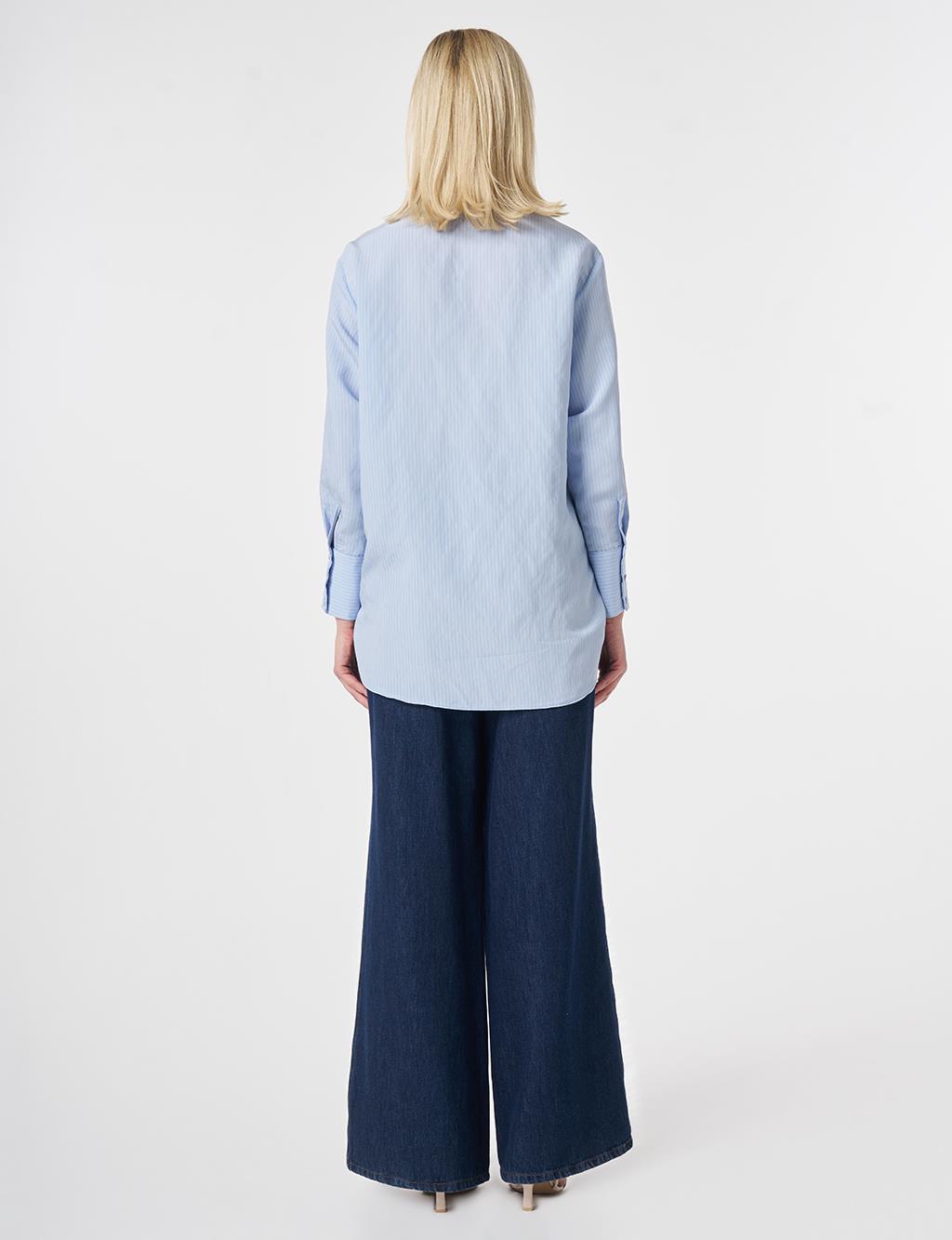 Wide Cuff Modal Tunic Light Air Force Blue
