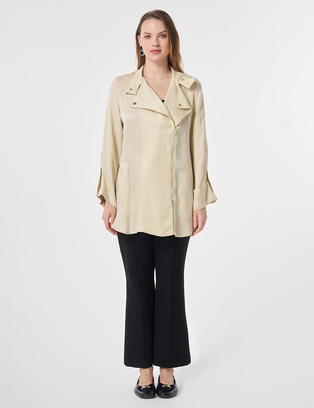100% Lyocell High Neck Jacket Cream