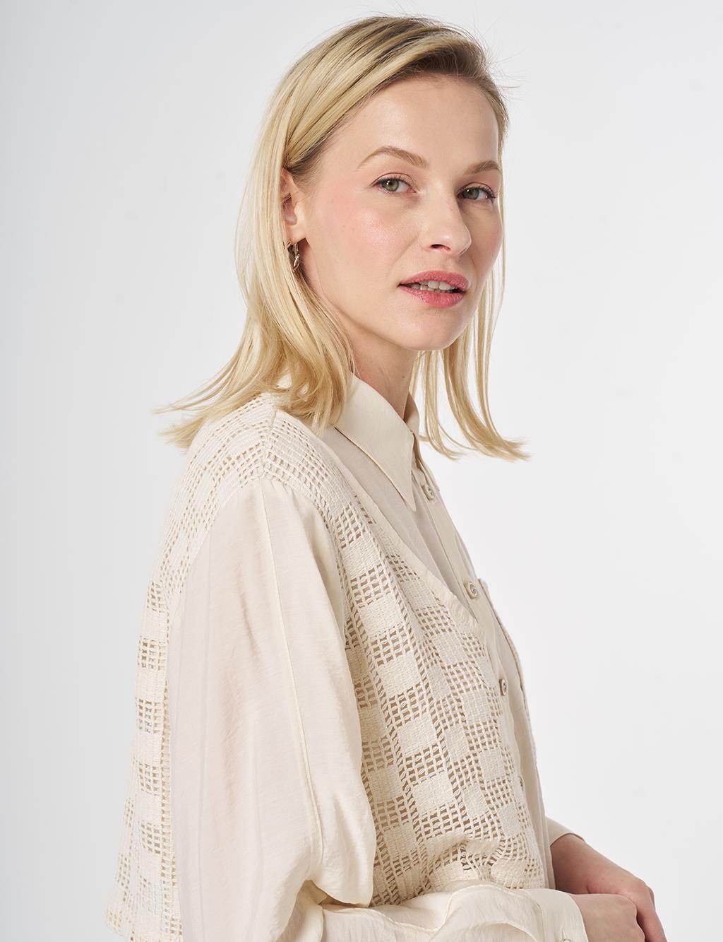 Mesh-Trimmed Modal Tunic Cream